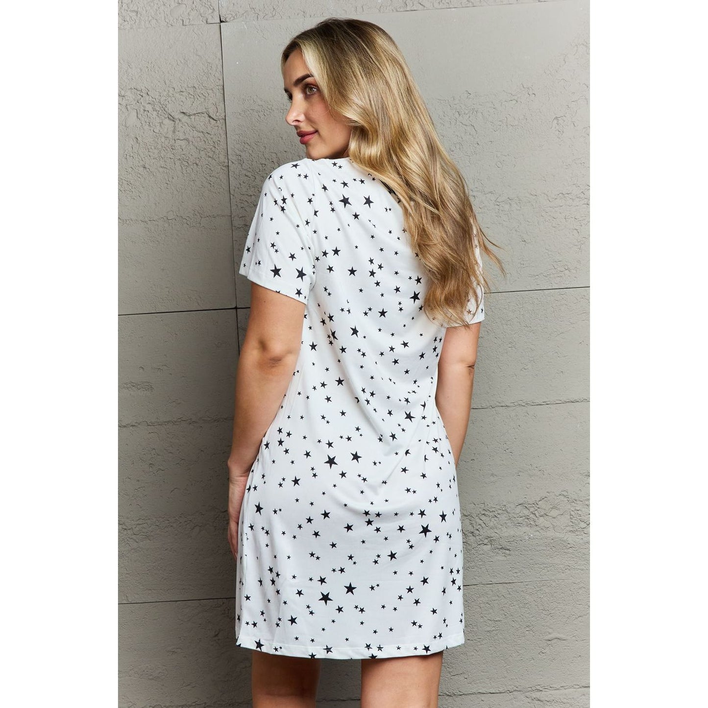 MOON NITE Quilted Quivers Button Down Sleepwear Dress