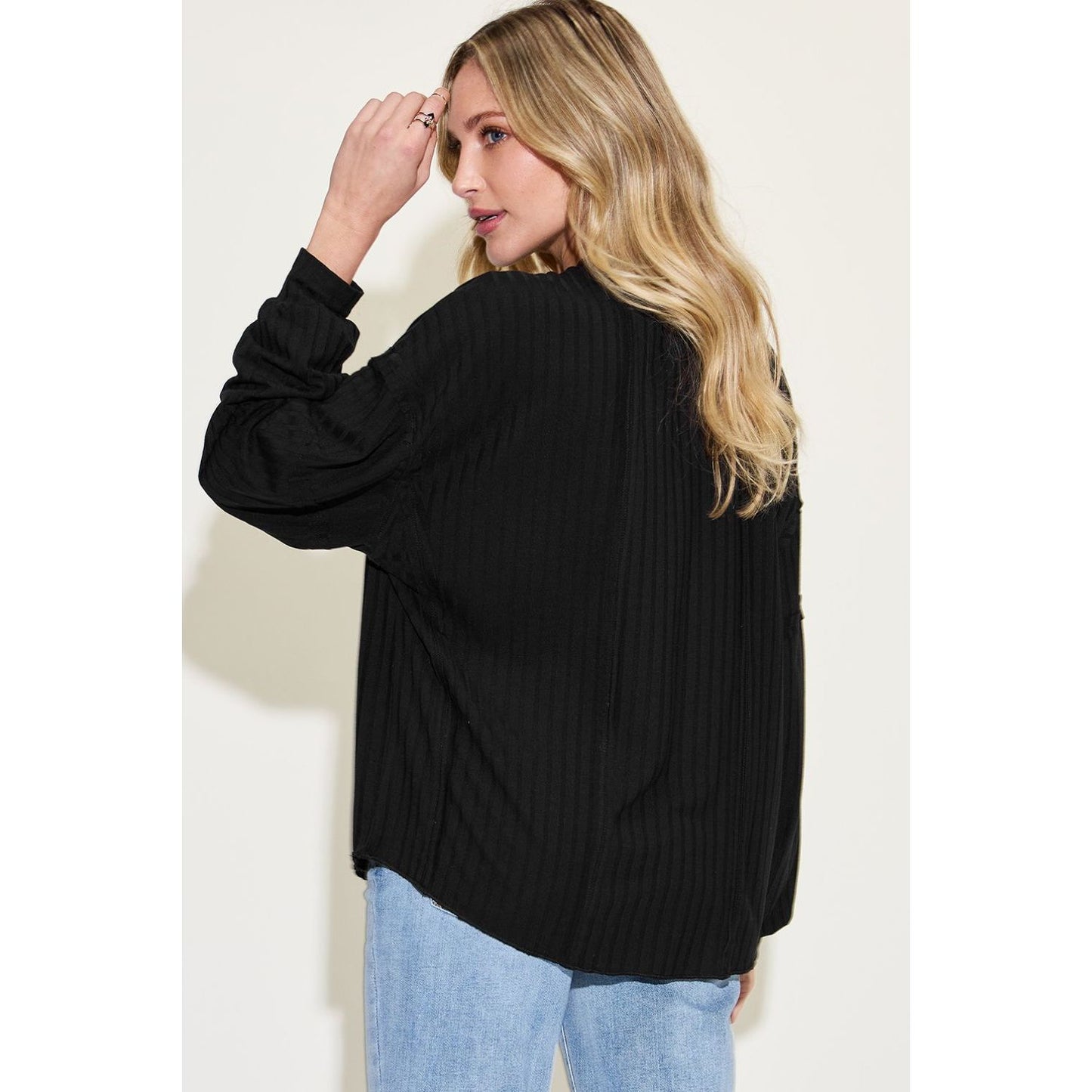 Basic Bae Full Size Ribbed Round Neck Long Sleeve T-Shirt