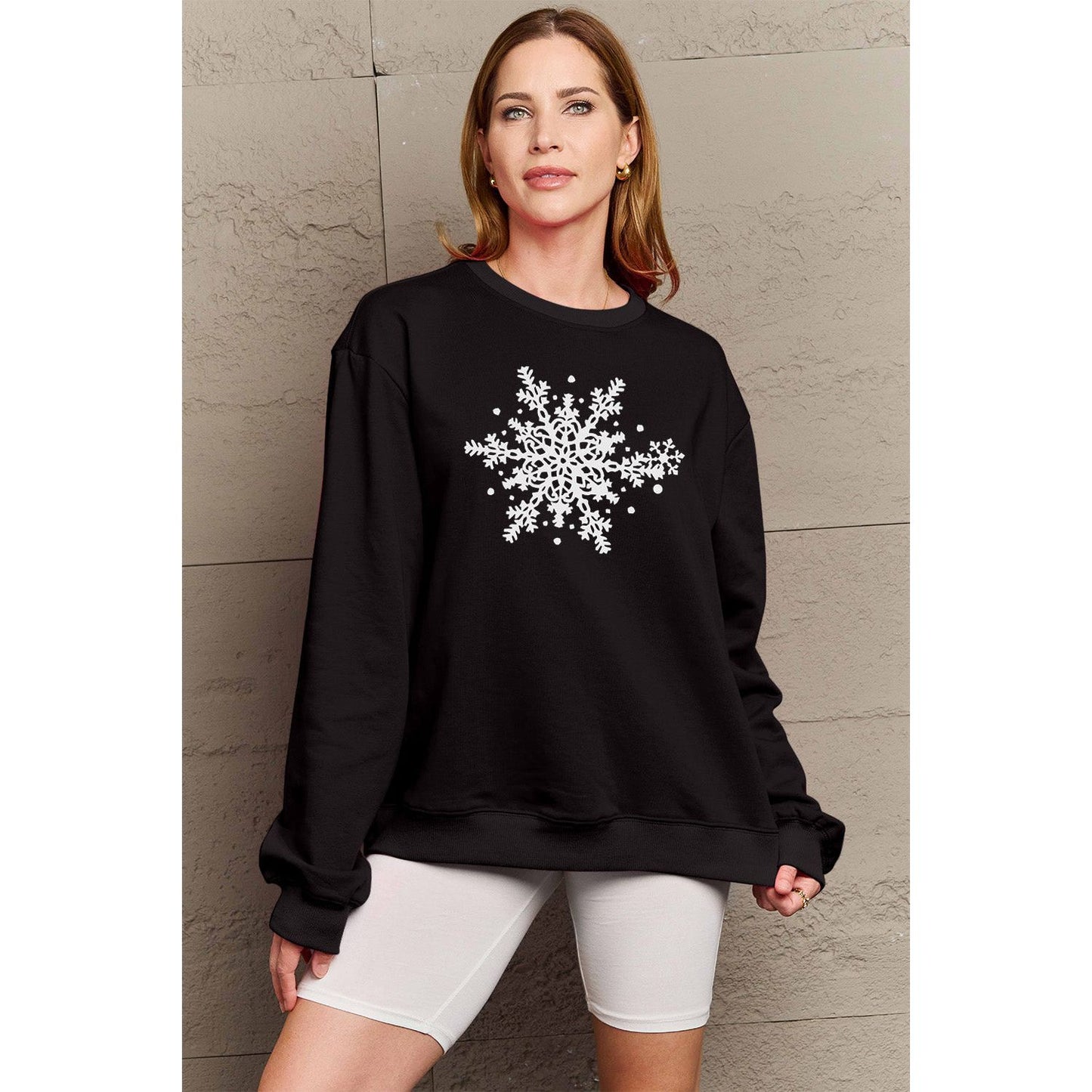 Simply Love Full Size Snowflake Graphic Sweatshirt