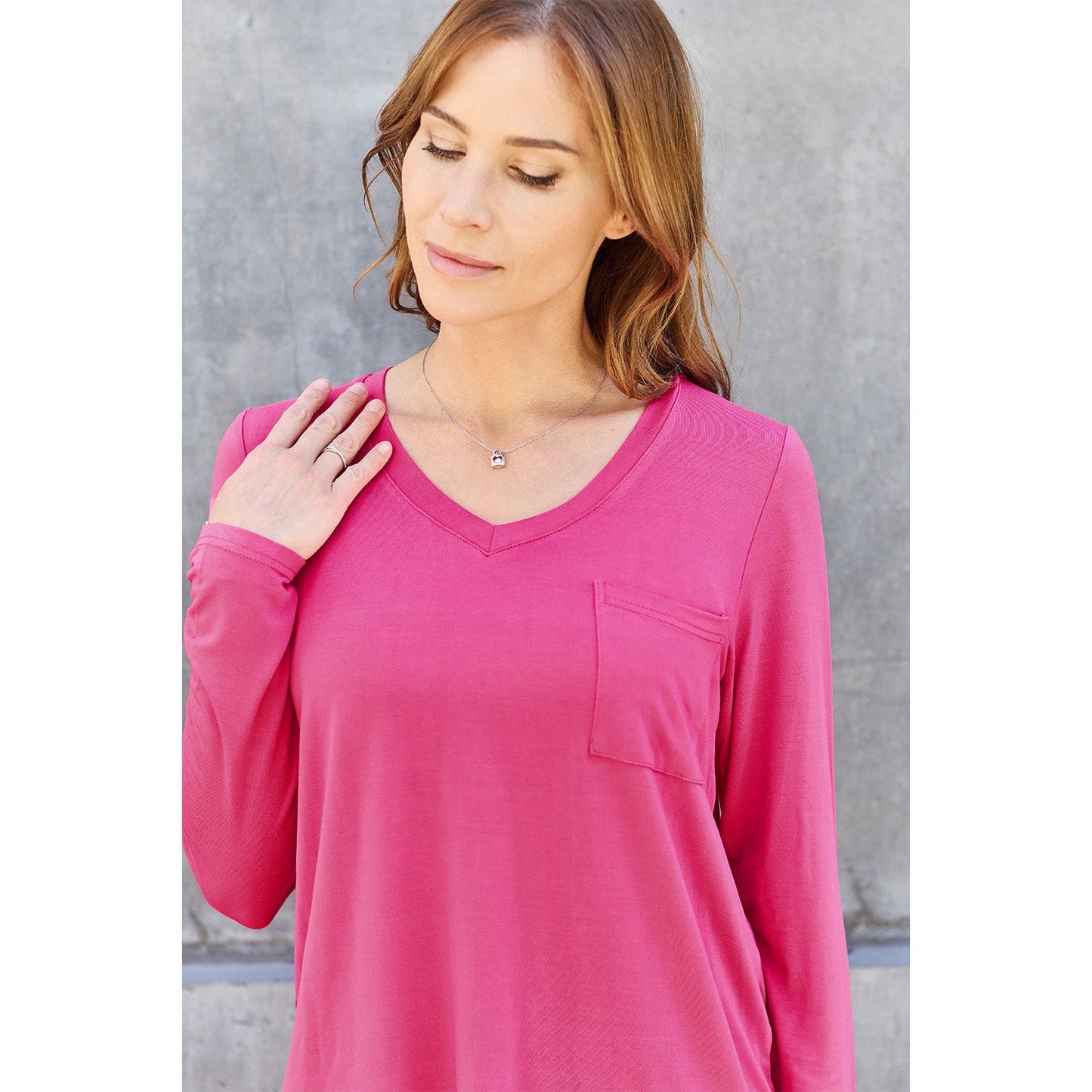 Basic Bae Full Size V-Neck Long Sleeve Top