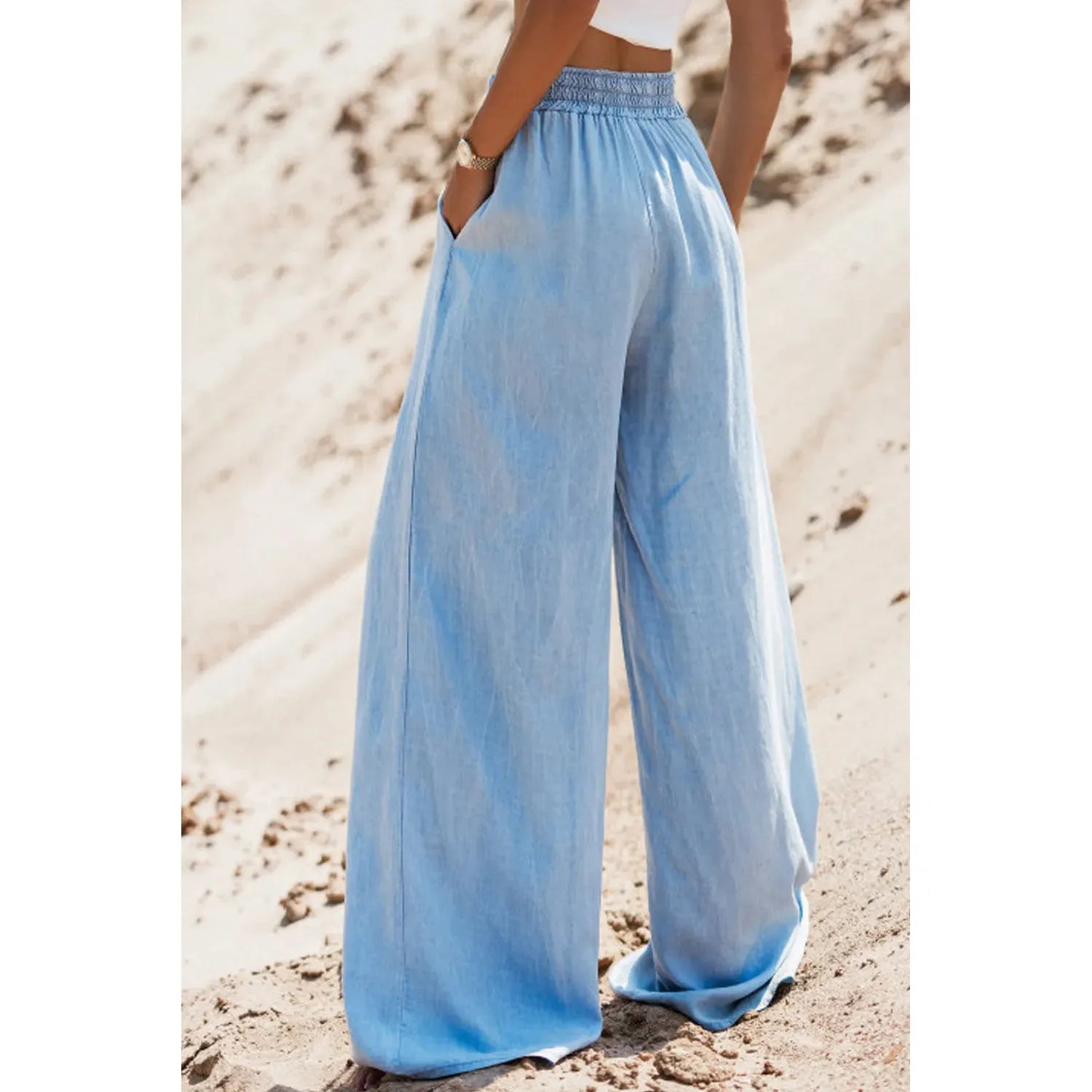 Drawstring Wide Leg Jeans