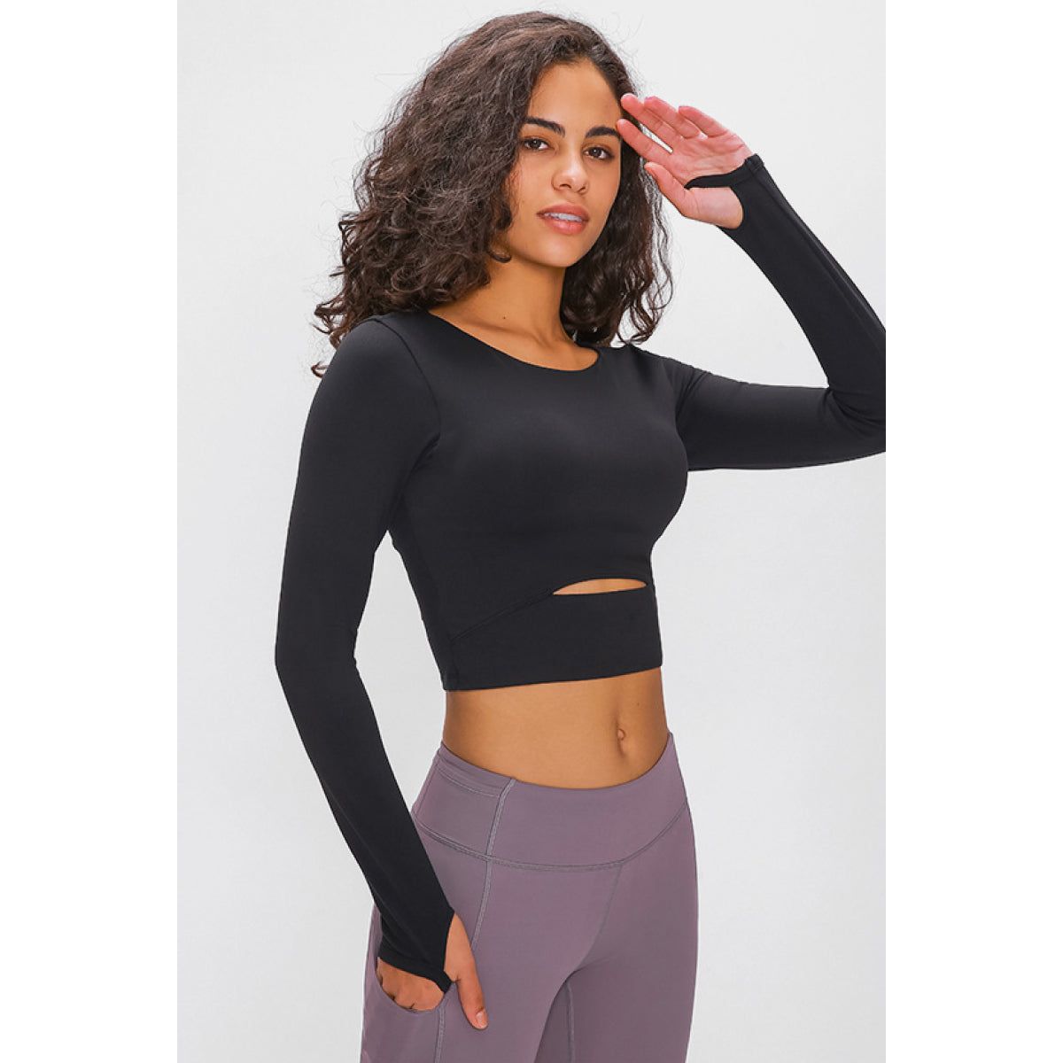 Long Sleeve Cropped Top With Sports Strap