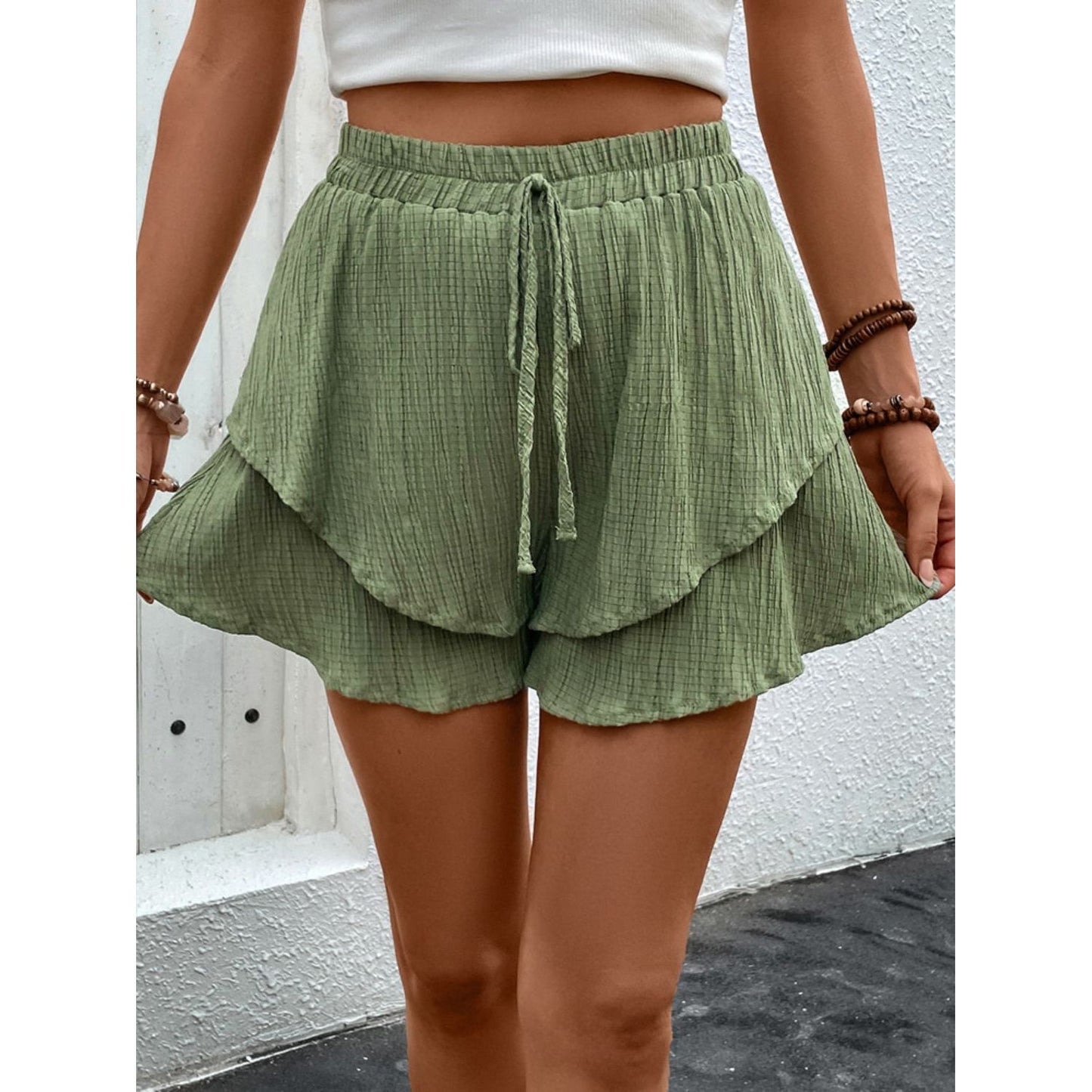 Perfee Tied Layered High Waist Shorts