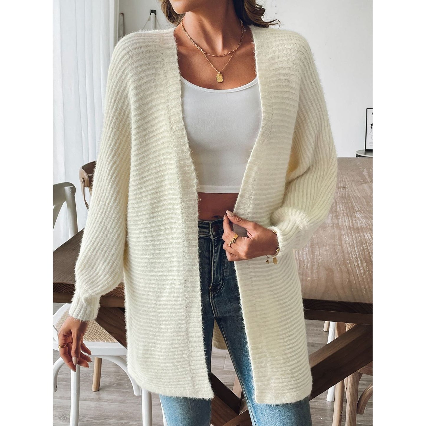 Open Front Long Sleeve Cardigan