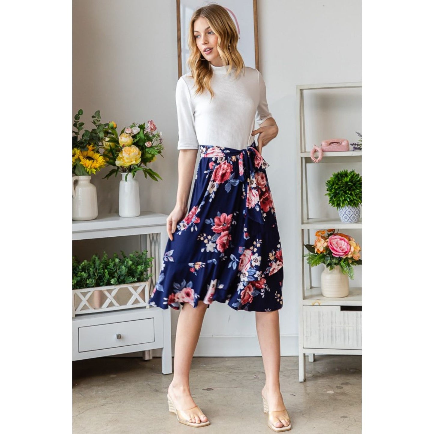 Reborn J Floral Wrap Ruffled Skirt