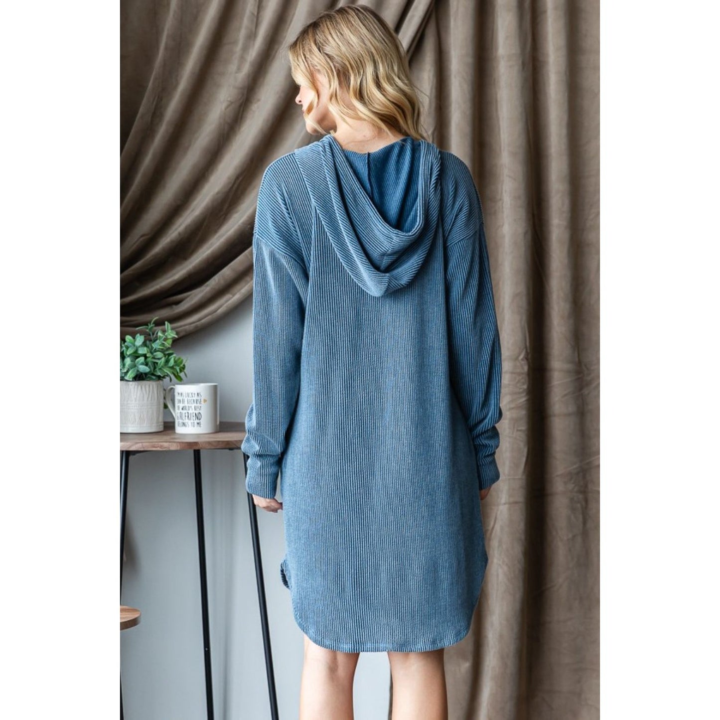 Heimish Ribbed Long Sleeve Hooded Dress