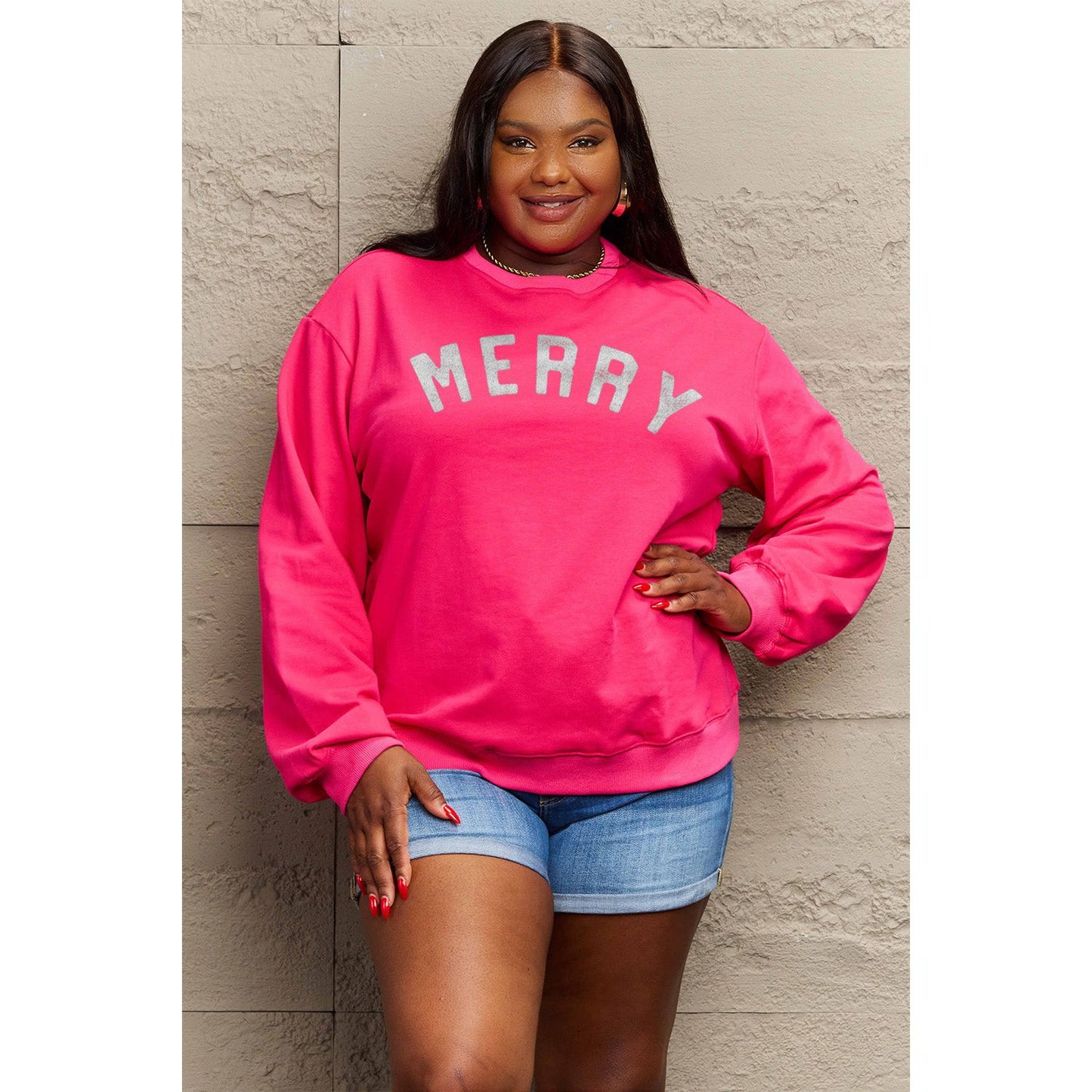 Simply Love Full Size MERRY Graphic Sweatshirt