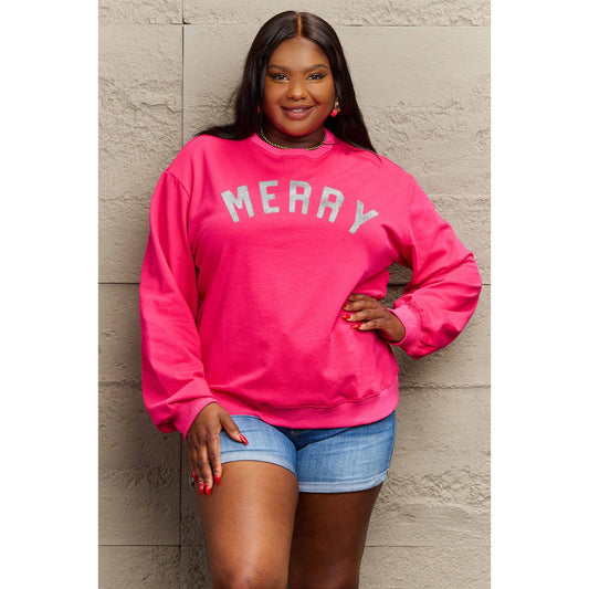 Simply Love Full Size MERRY Graphic Sweatshirt