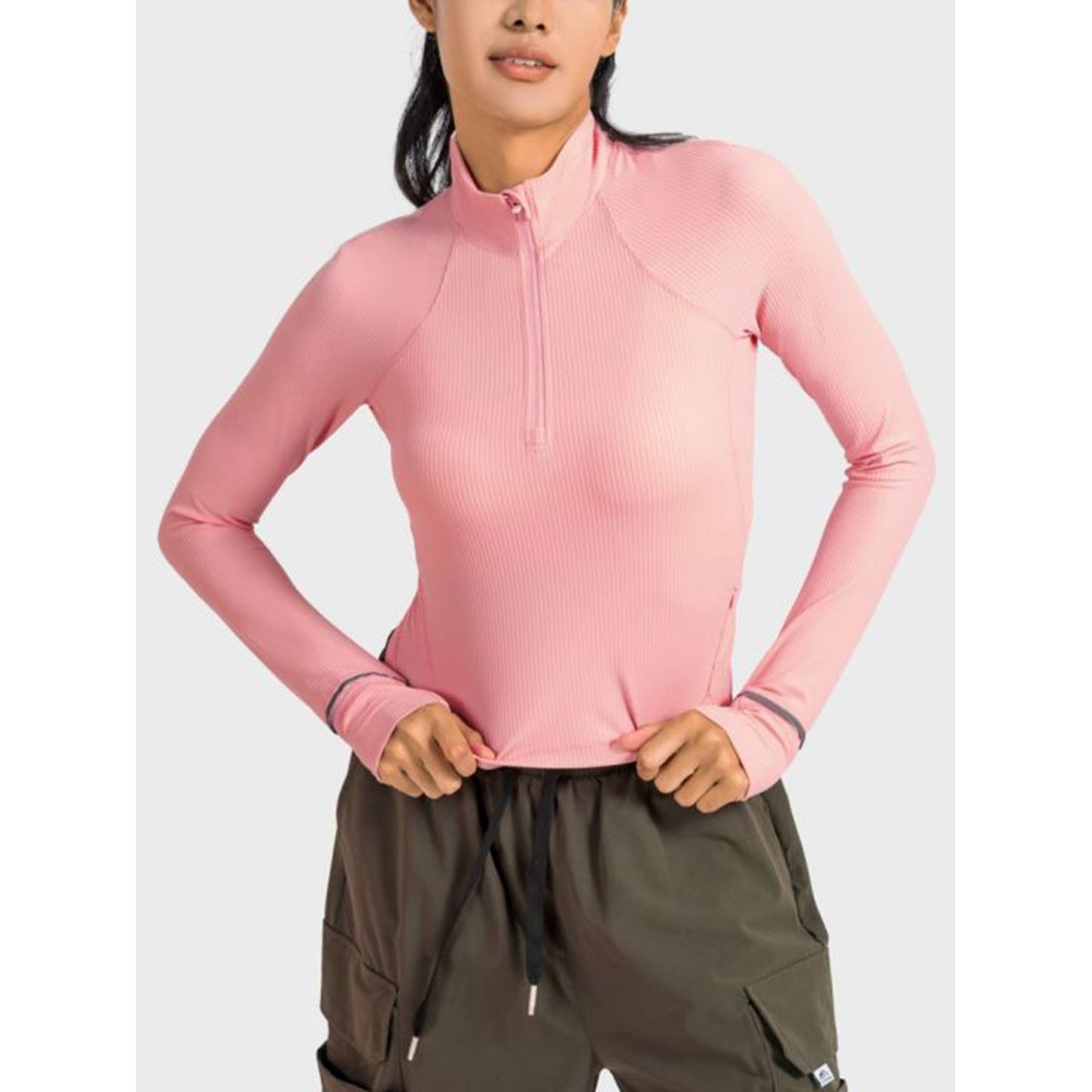 Mock Neck Half Zip Long Sleeve Sport Top