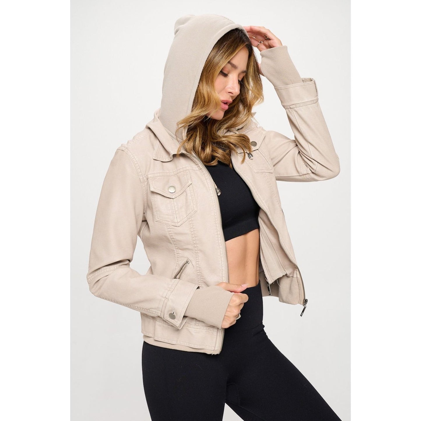 Coalition LA Double Zip Hooded Long Sleeve Jacket