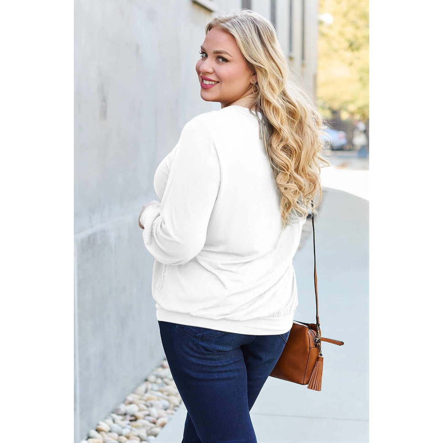 Basic Bae Full Size V-Neck Lantern Sleeve Top