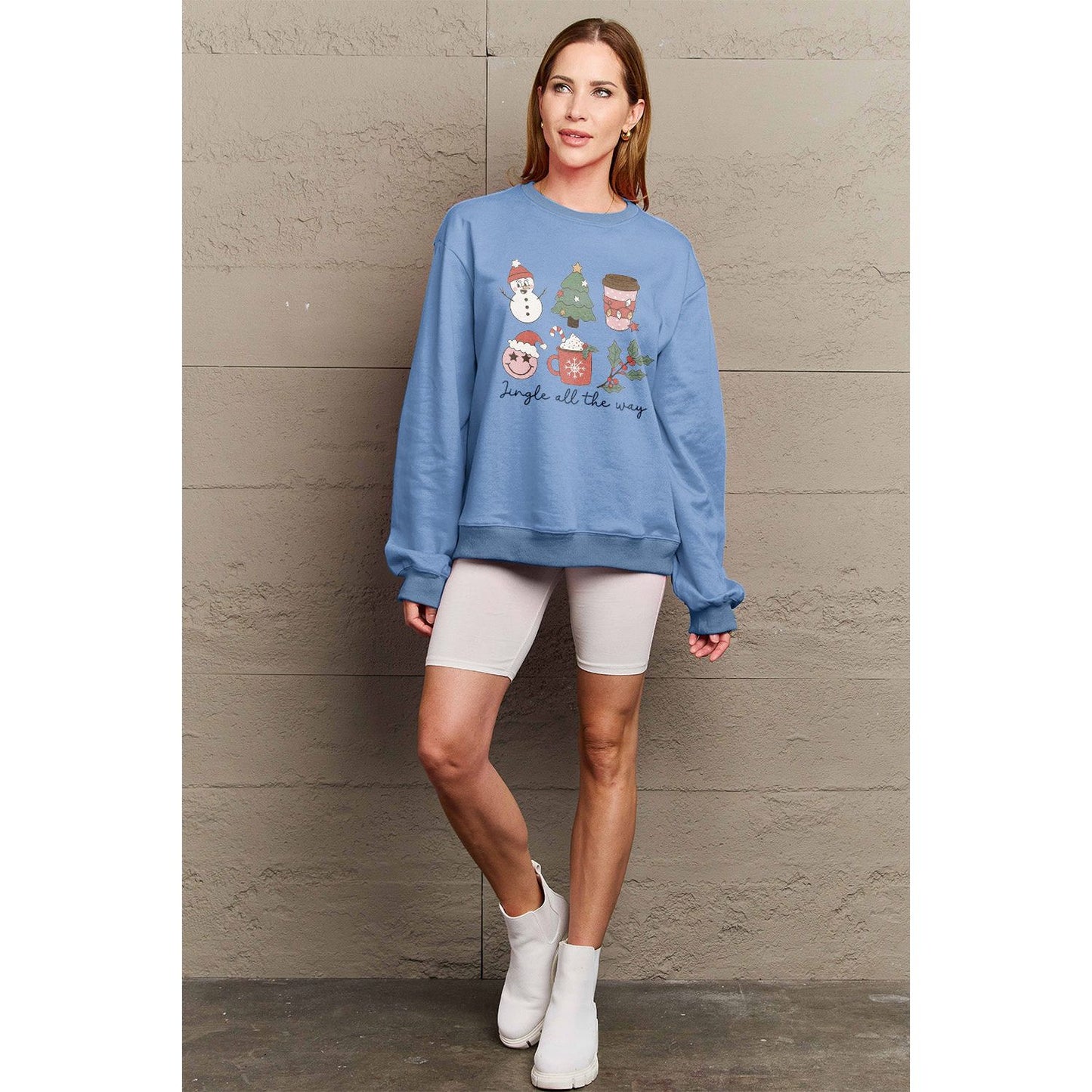 Simply Love Full Size JINGLE ALL THE WAY Long Sleeve Sweatshirt