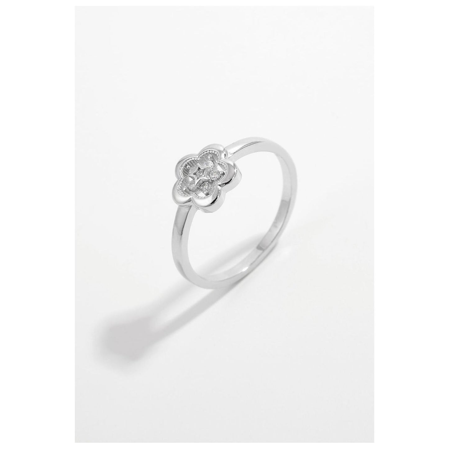 925 Sterling Silver Zircon Flower Ring