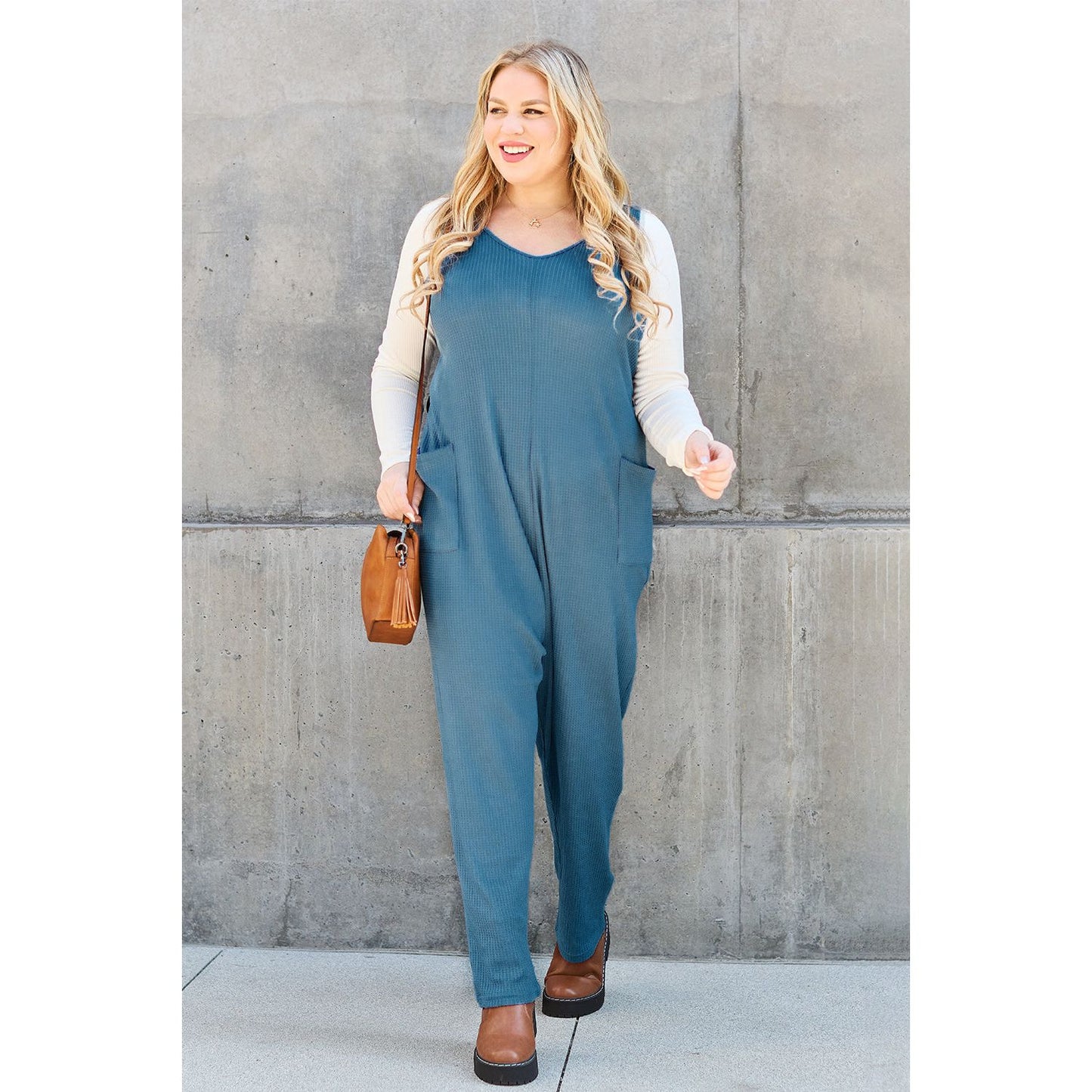 Double Take Full Size Sleeveless Straight Jumpsuit