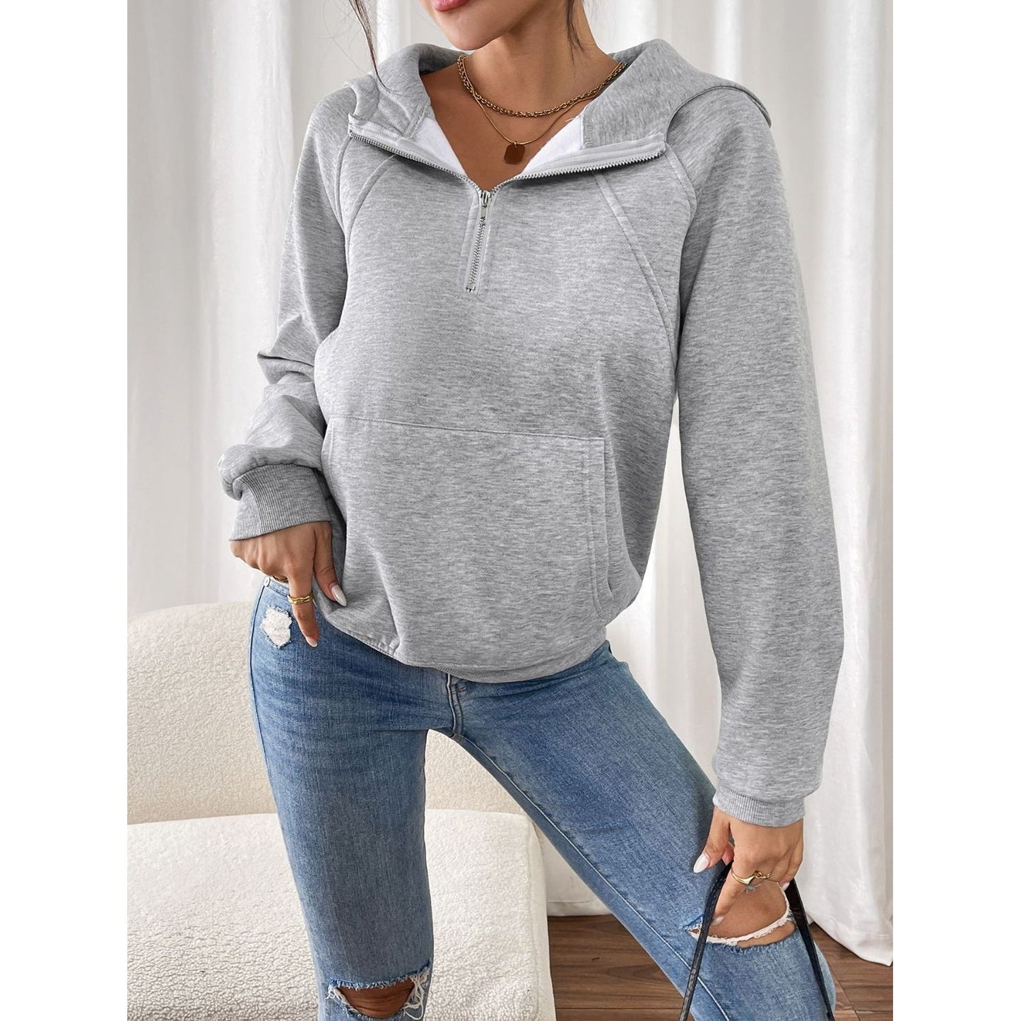 Perfee Half Zip Long Sleeve Hoodie