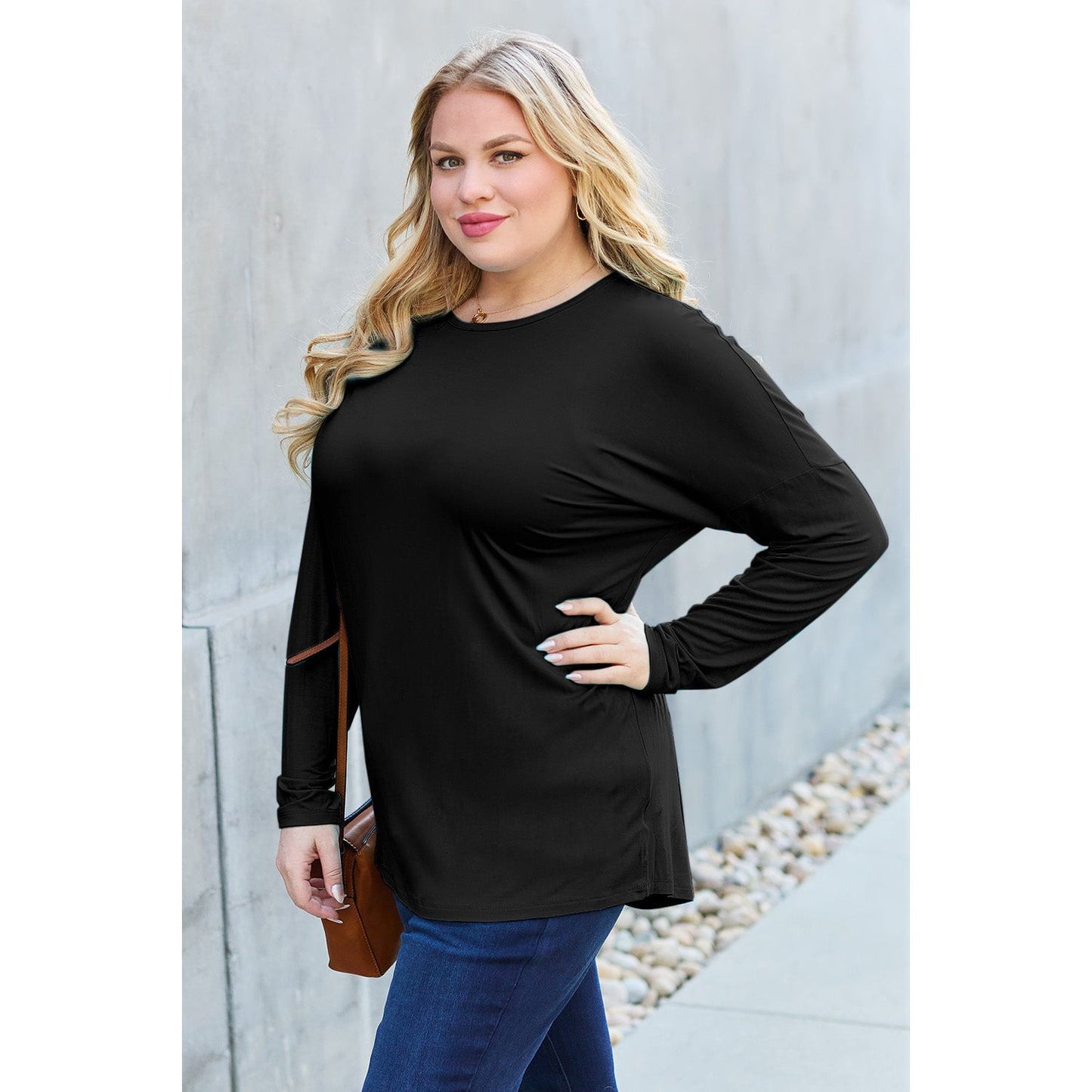 Basic Bae Full Size Round Neck Dropped Shoulder T-Shirt