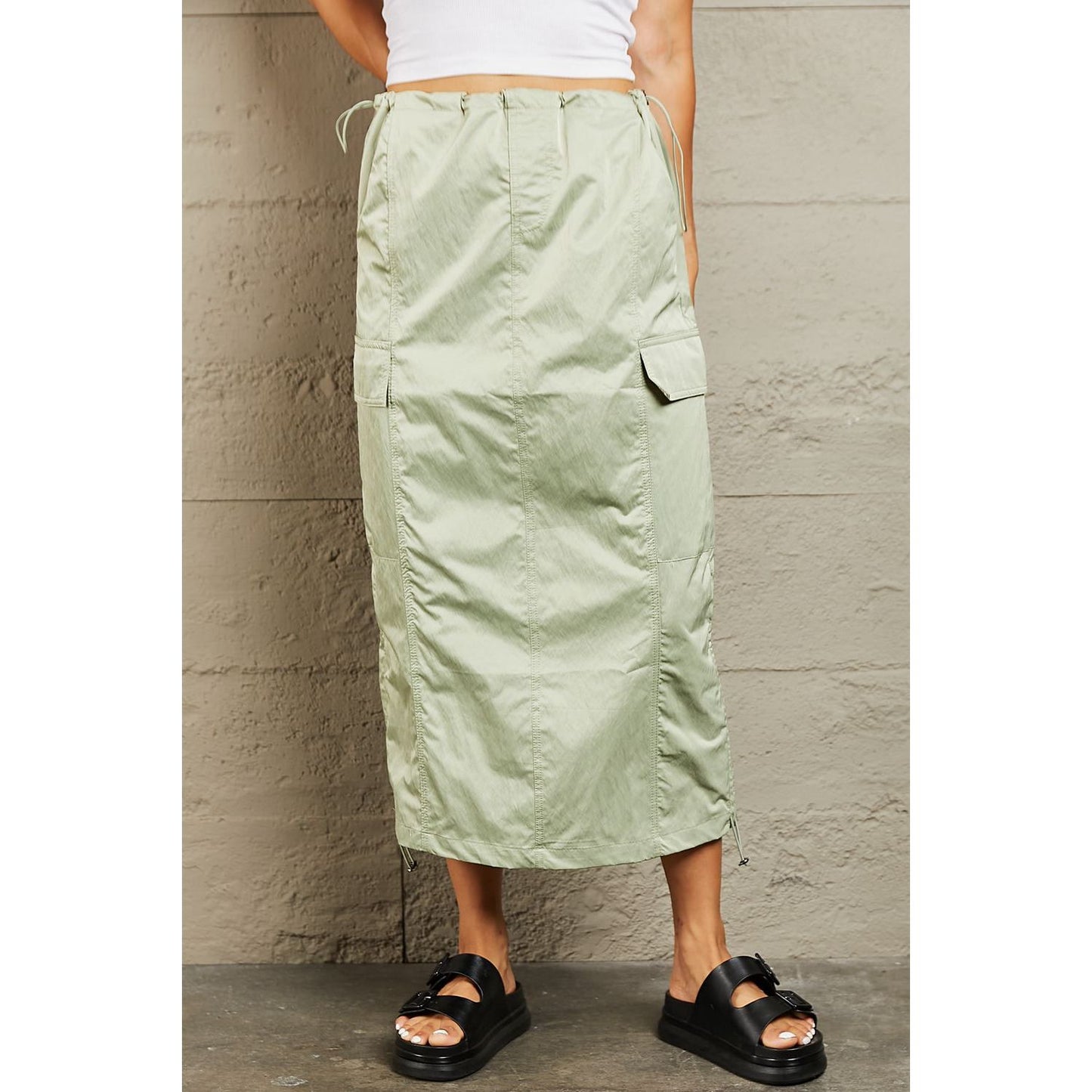 HYFVE Just In Time High Waisted Cargo Midi Skirt