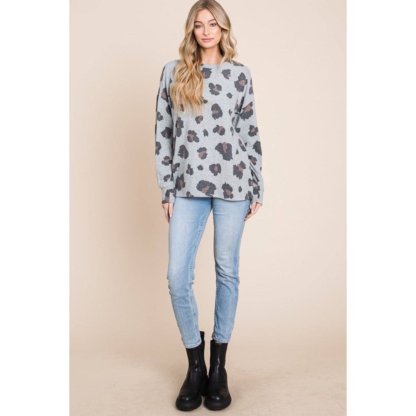 BOMBOM Leopard Drop Shoulder T-Shirt