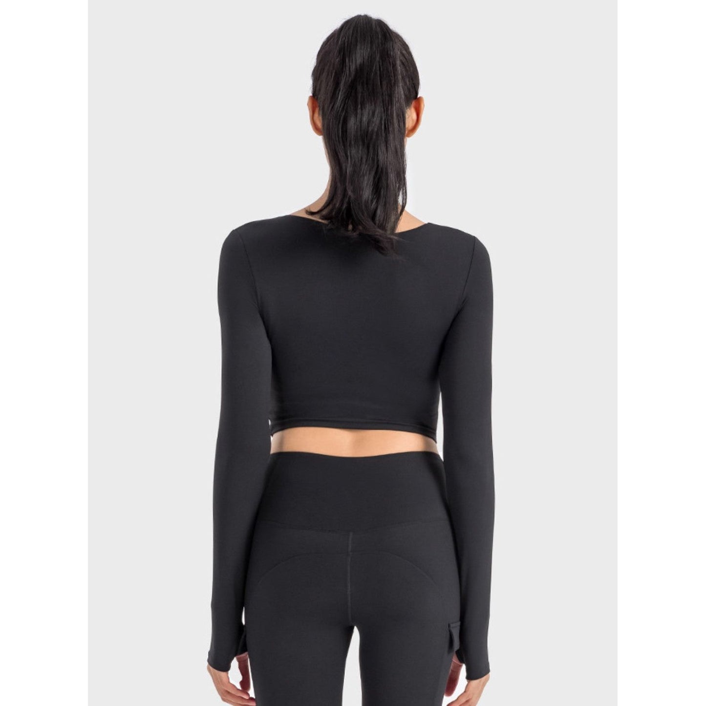 Ruched Cropped Long Sleeve Sports Top