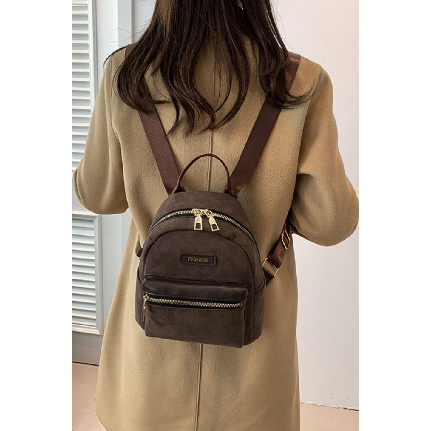 Suede Adjustable Strap Backpack Bag