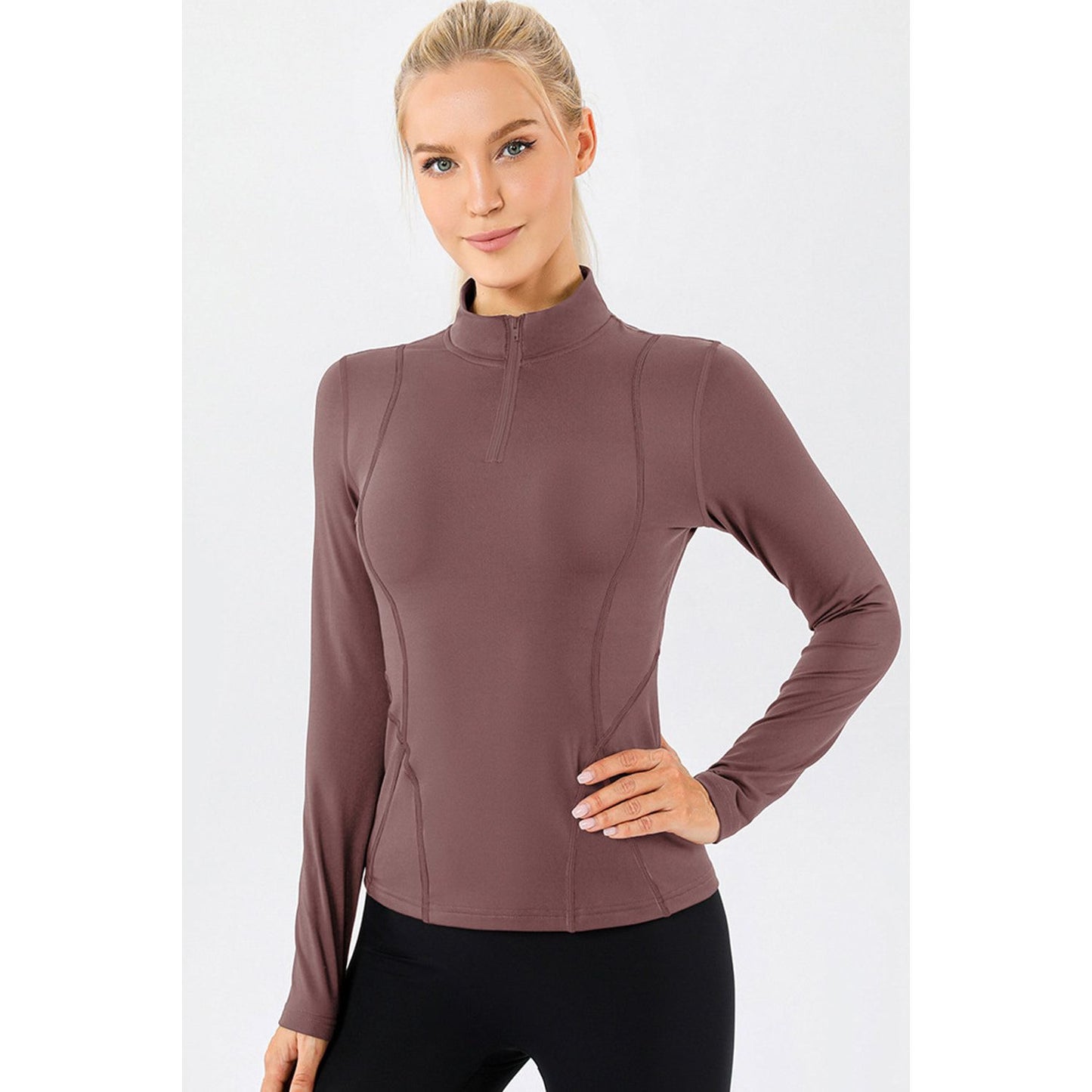 Mock Neck Quarter Zip Active T-Shirt