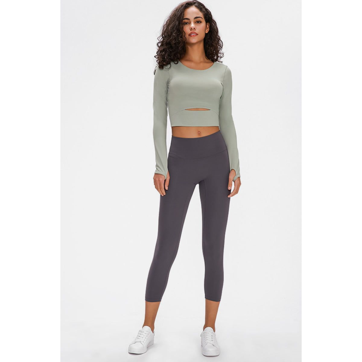 Long Sleeve Cropped Top With Sports Strap