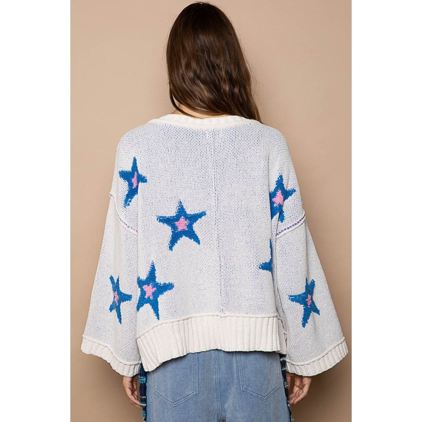 POL Long Sleeve Star Patch Sweater