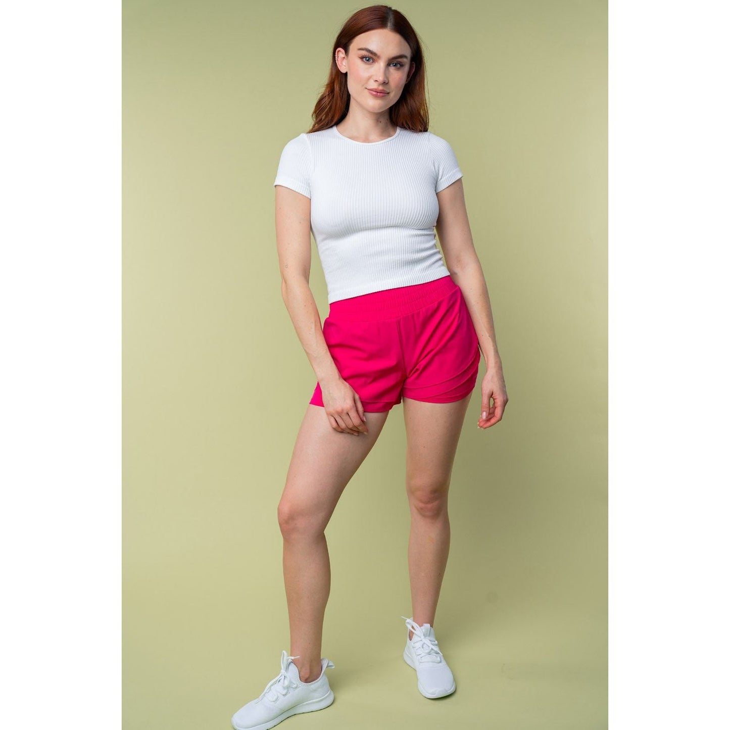 White Birch Full Size High Waisted Knit Shorts