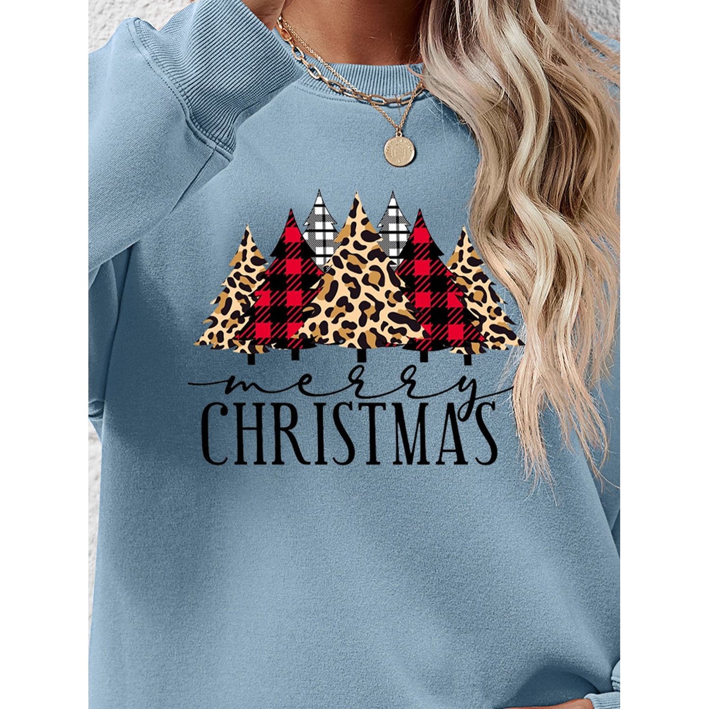 MERRY CHRISTMAS Round Neck Long Sleeve Sweatshirt