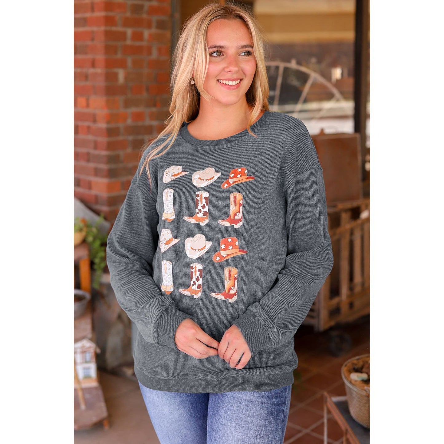 Cowboy Hat & Boot Graphic Sweatshirt