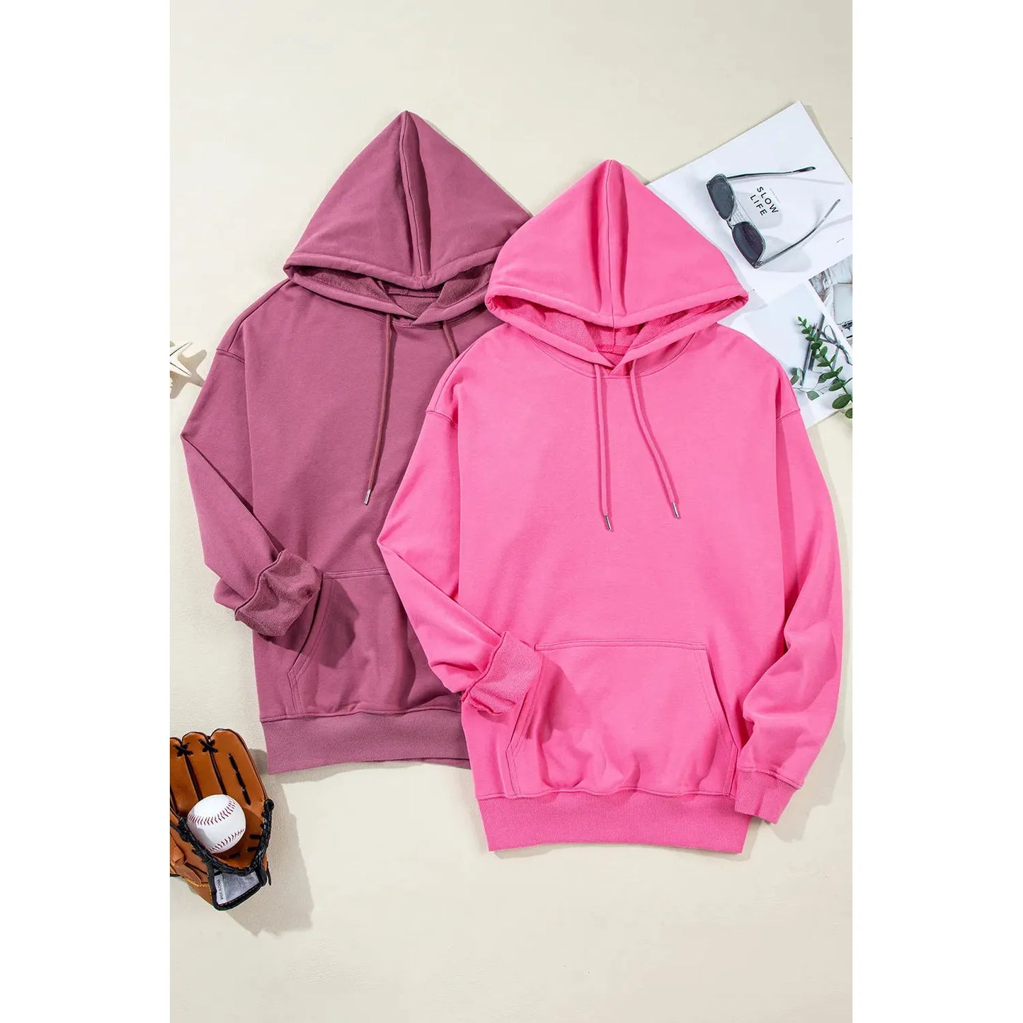 Drawstring Dropped Shoulder Long Sleeve Hoodie