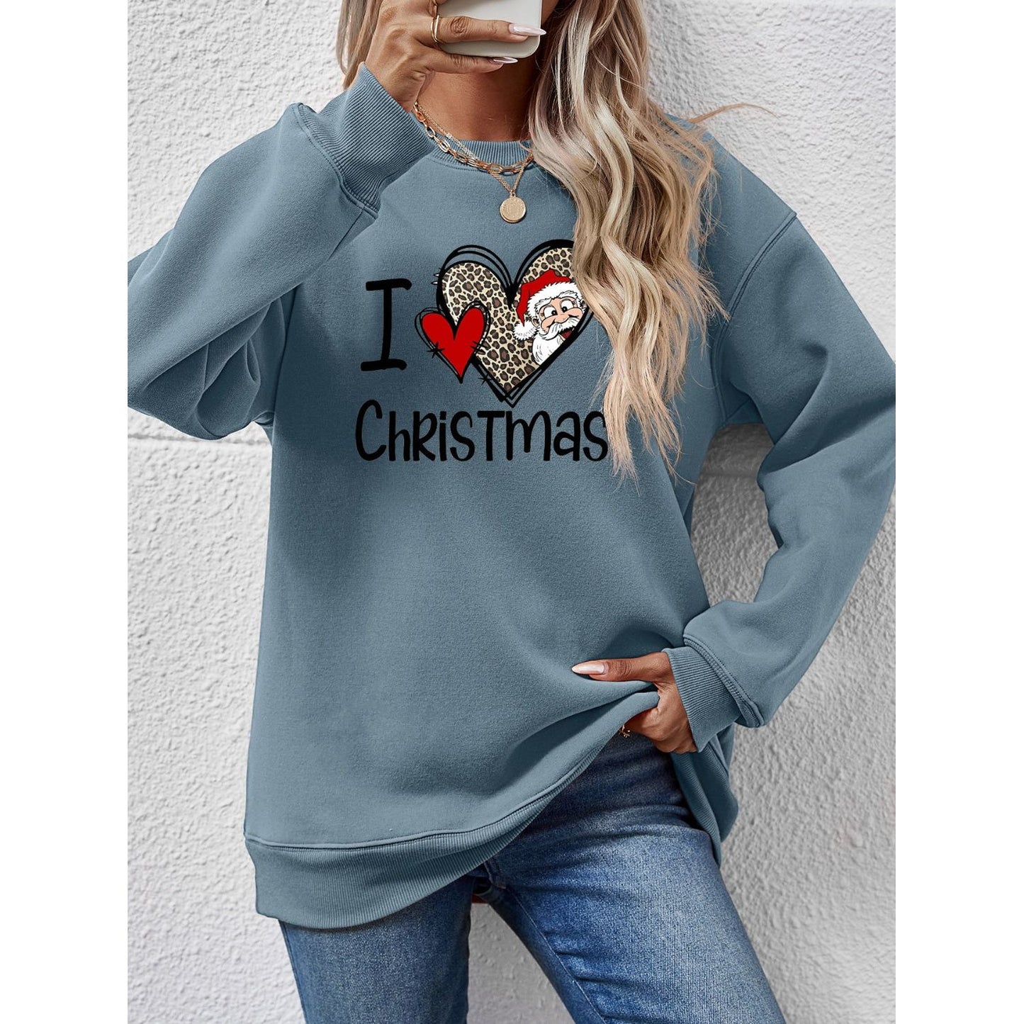 CHRISTMAS Graphic Round Neck Sweatshirt