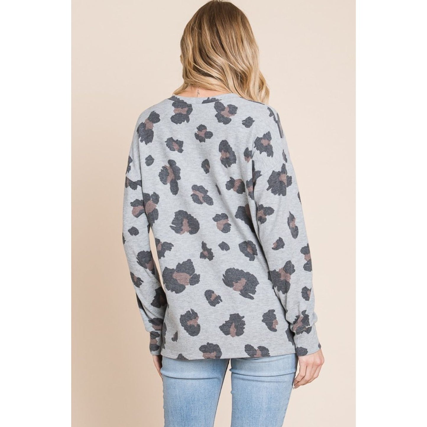 BOMBOM Leopard Drop Shoulder T-Shirt