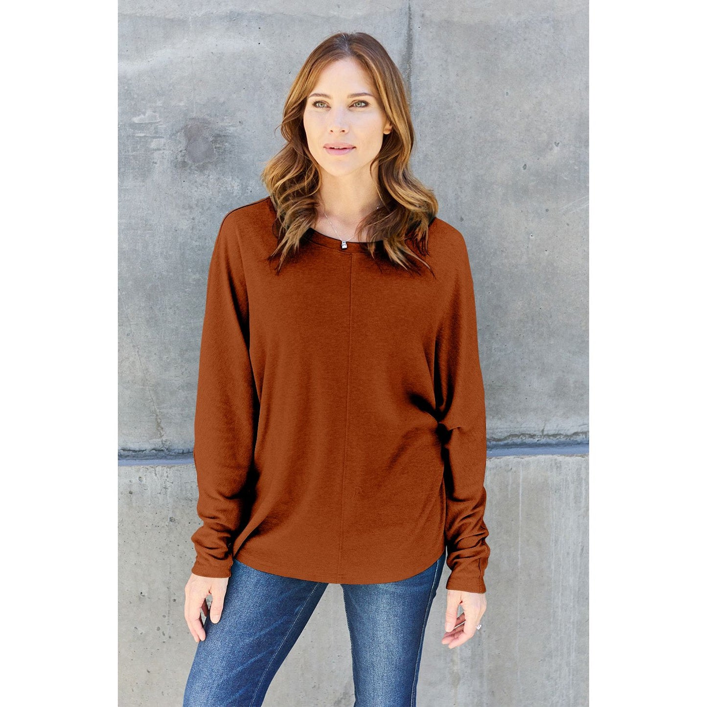 Double Take Full Size Round Neck Long Sleeve T-Shirt