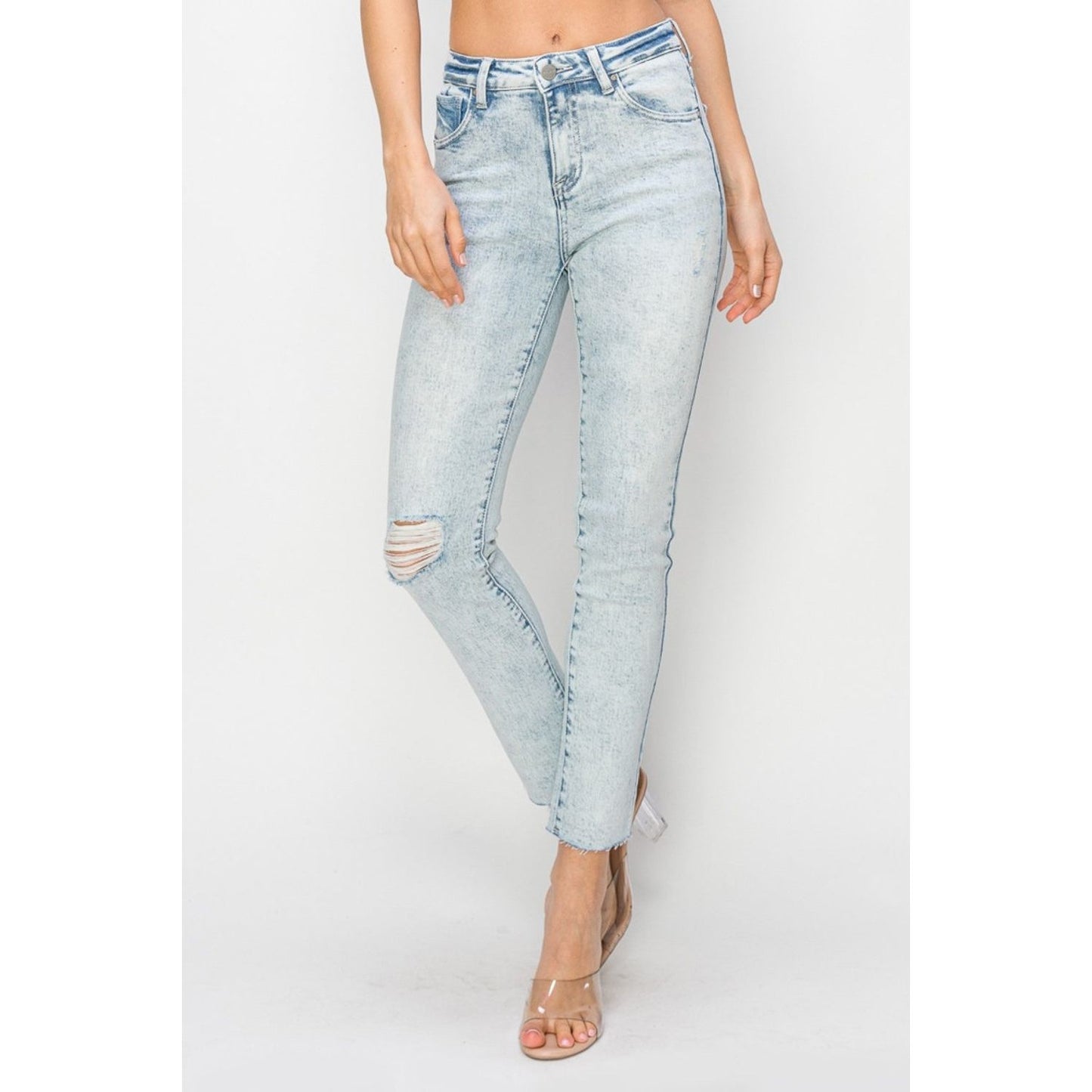 Risen Full Size High Rise Distressed Skinny Jeans