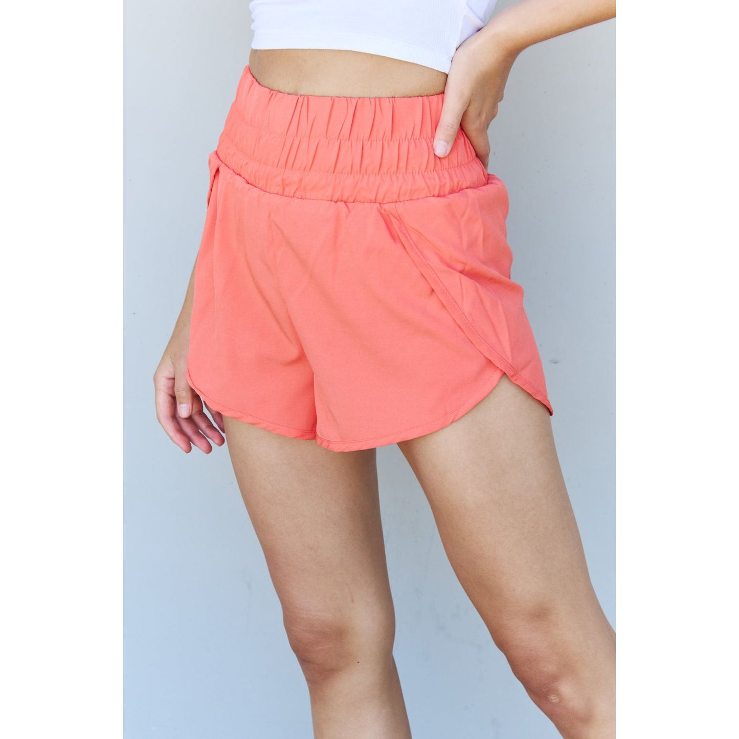 Ninexis Stay Active High Waistband Active Shorts in Coral