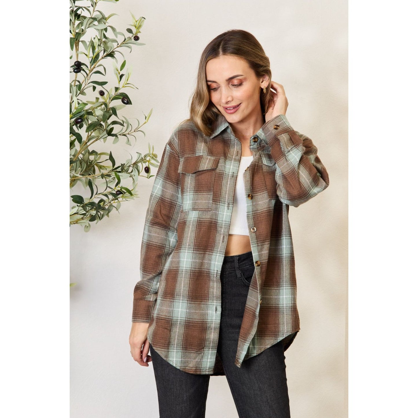 Plaid Dropped Shoulder Shirt