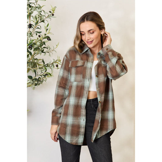 Plaid Dropped Shoulder Shirt