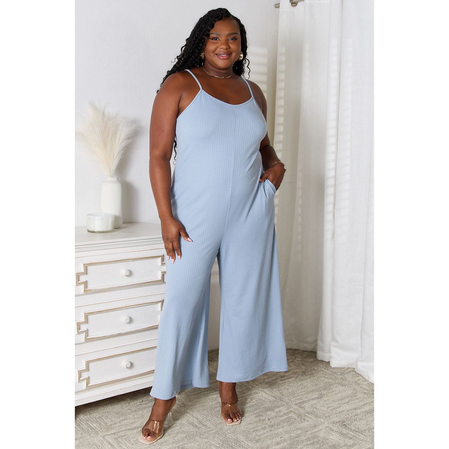 Basic Bae Full Size Spaghetti Strap V-Neck Jumpsuit