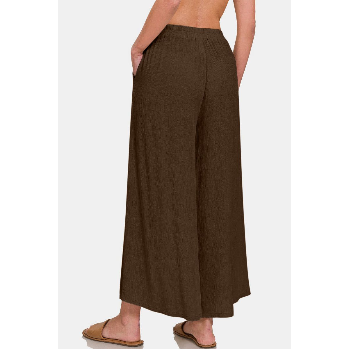 Zenana Woven Wide Leg Pants With Pockets