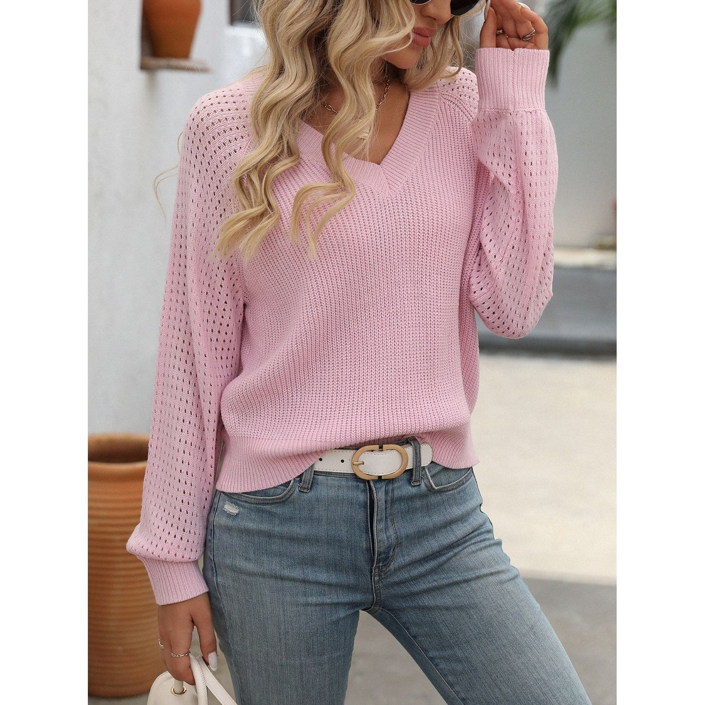 Mandy V-Neck Long Sleeve Sweater