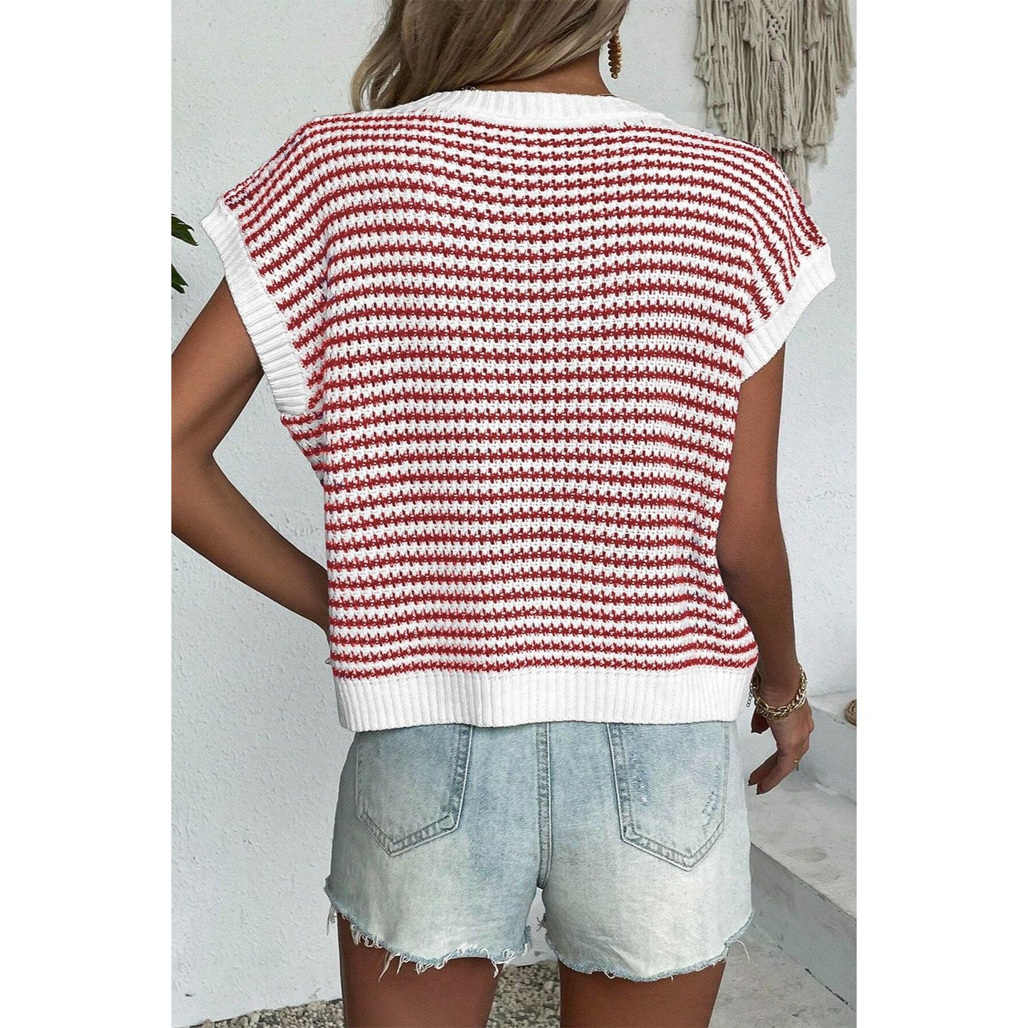 Striped Round Neck Sweater Vest