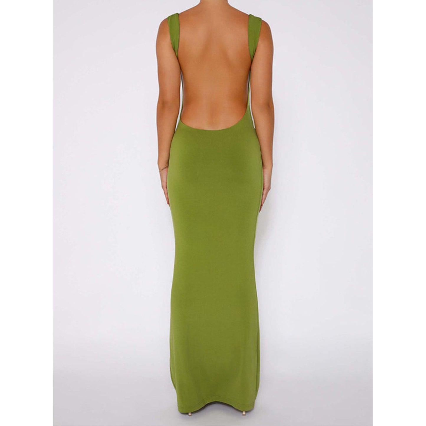 Backless Wide Strap Maxi Dress