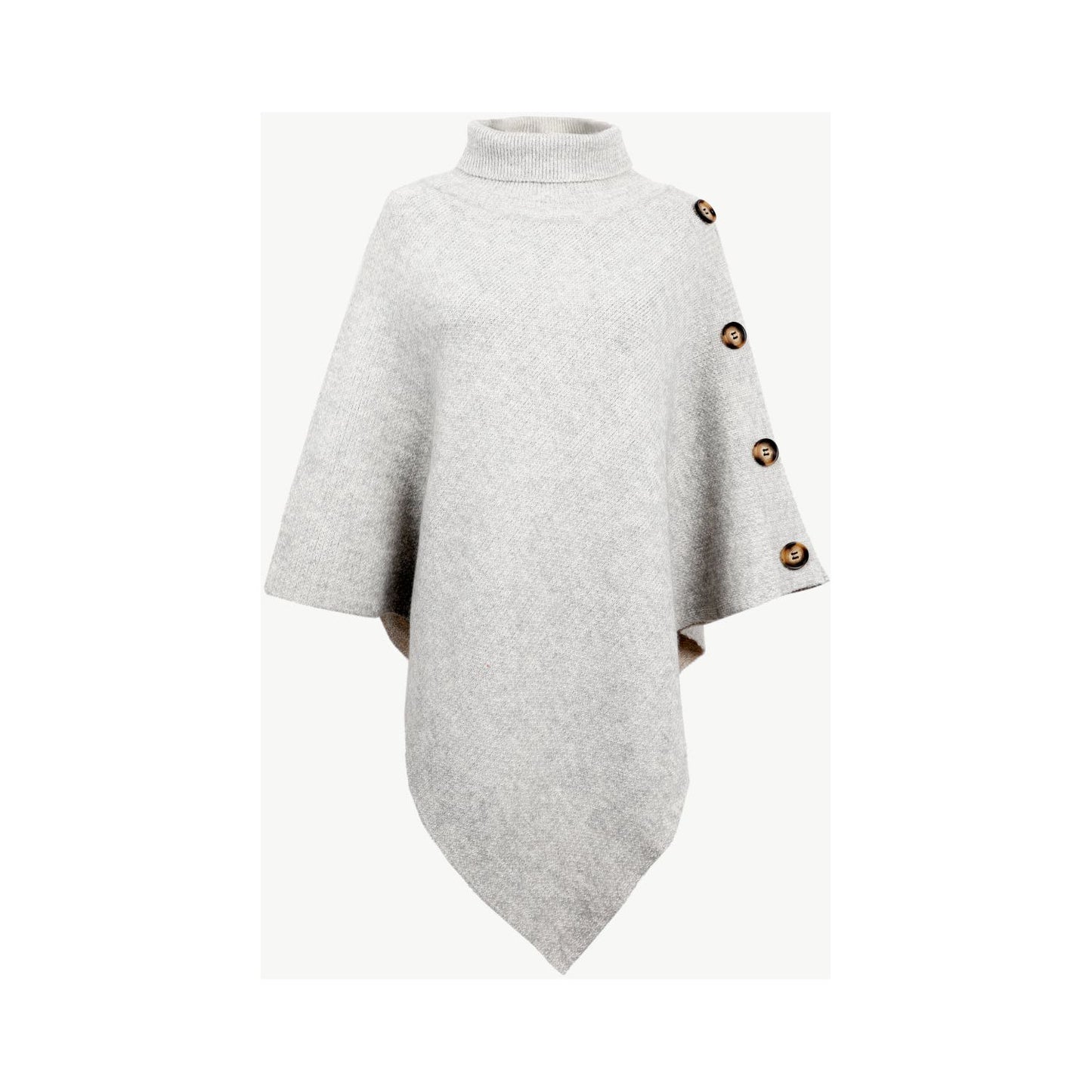 Turtleneck Buttoned Poncho