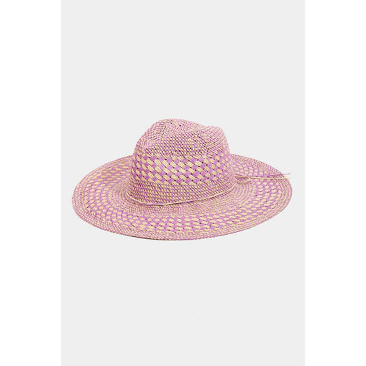 Fame Checkered Straw Weave Sun Hat