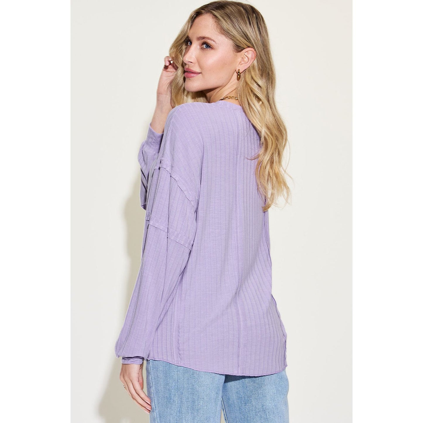 Basic Bae Full Size Ribbed Round Neck Long Sleeve T-Shirt