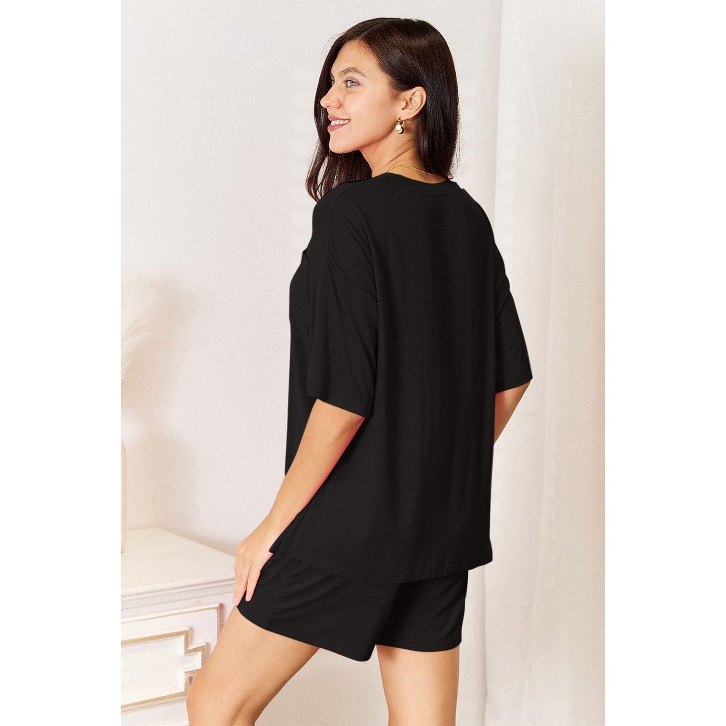 Basic Bae Full Size Soft Rayon Half Sleeve Top and Shorts Set