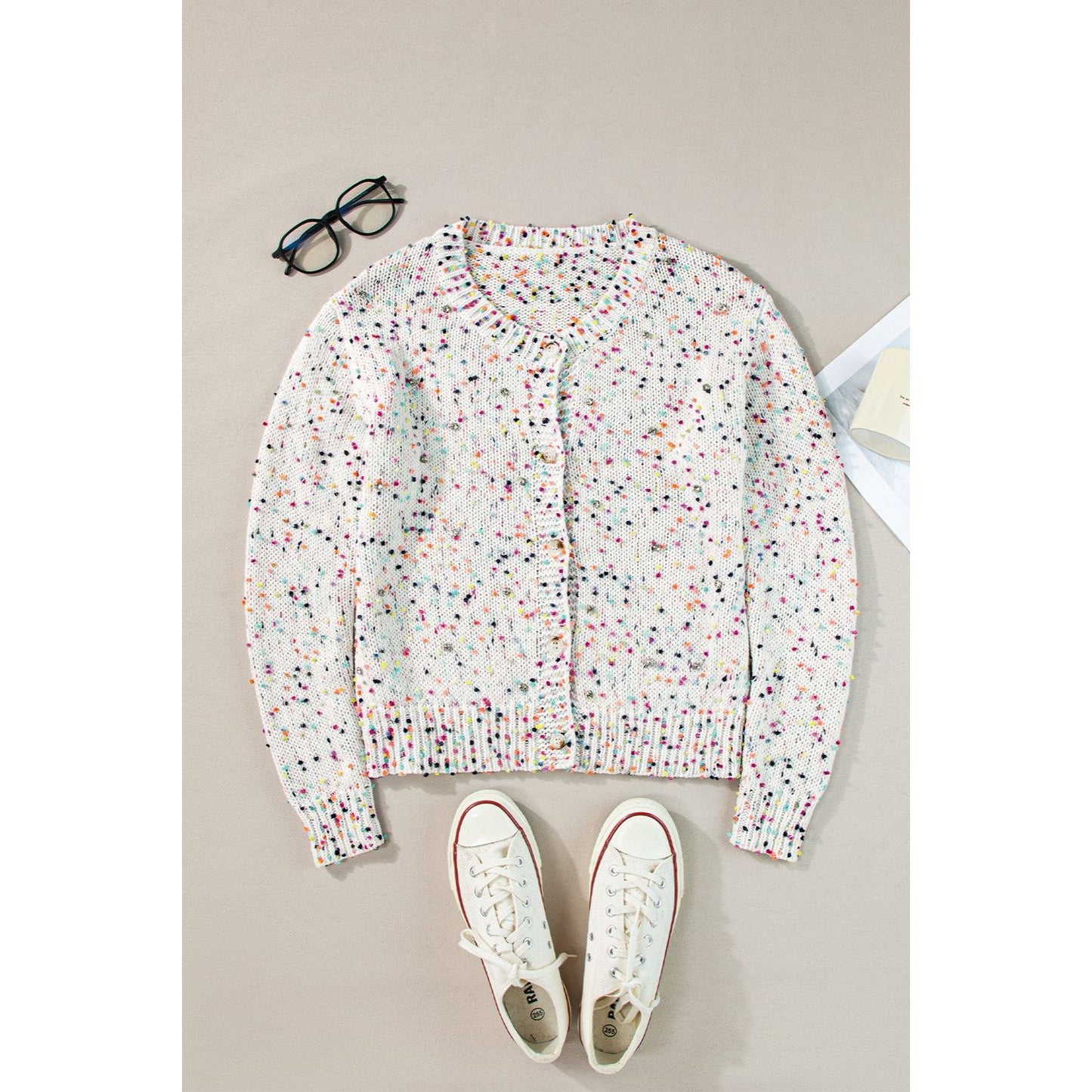 Confetti Button Up Long Sleeve Cardigan