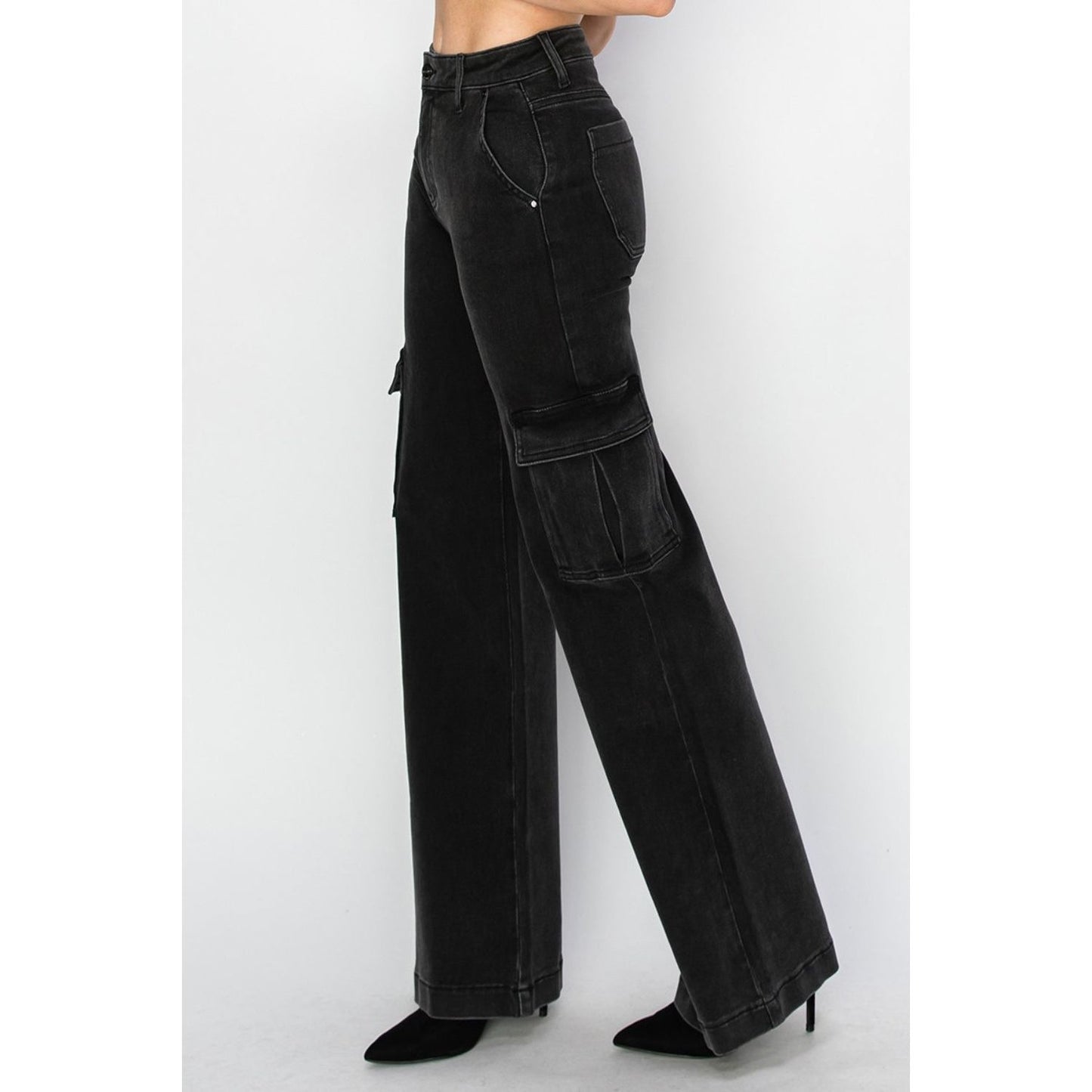 Risen Full Size High Rise Wide Leg Cargo Jeans