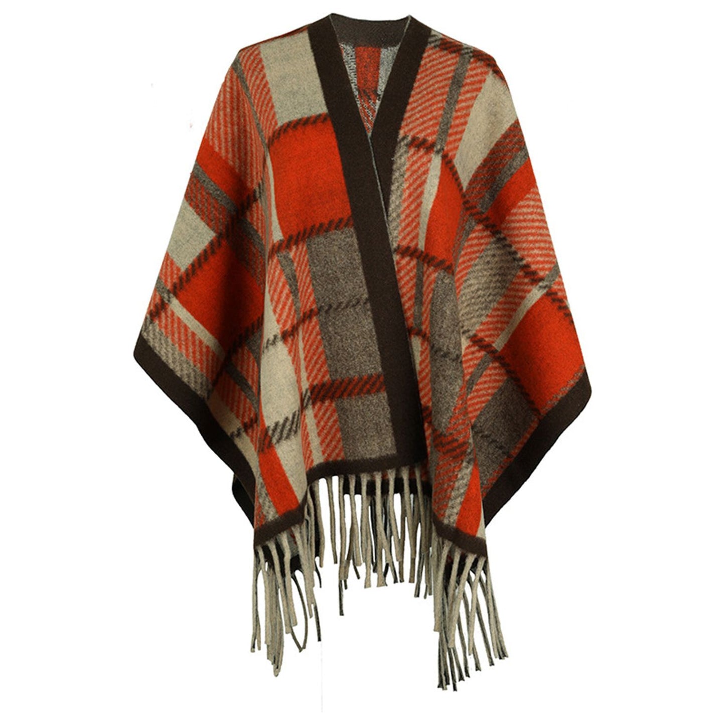 Cloak Sleeve Fringe Detail Poncho